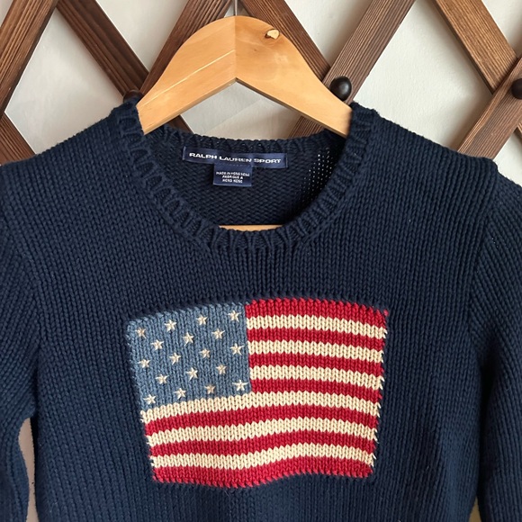 Navy Blue Sweater with American Flag Design - Picture 16 of 16